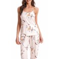 thumbnail image 3 of SUNSIOM Women's Fall Loungewear Set, Lace Patchwork Cami Tops + Pants + Robe 3 Pieces Sleepwear, 3 of 9