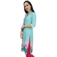 thumbnail image 3 of Bimba Kurti en Georgette Aqua Mousse pour Femme Tenue d'Été Tunique Imprimée Kurta-12, 3 of 7