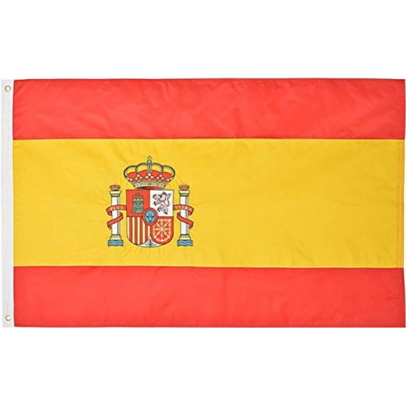 Drapeau de l'Espagne 3 Pieds x 5 Pieds Pi Nylon 210D de Qualité Supérieure pour l'Extérieur Drapeau Espagnol Brodé