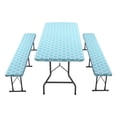 thumbnail image 2 of UsRHHA Waterproof Elastic Table Cover Set for Outdoor Picnic, 3-Piece Vinyl Tablecloth with Flannel Backing Fits 30x72 Inch Table, Patio Table Protector, 2 of 5