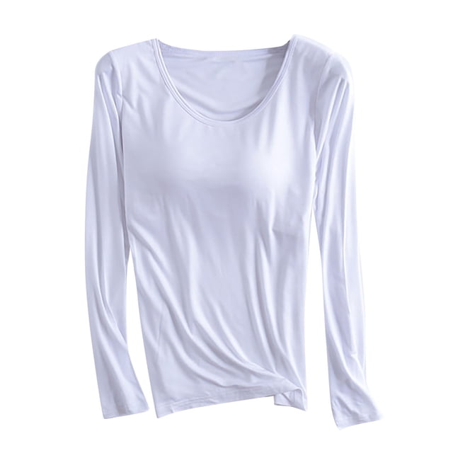 FAIWAD Pyjama pour Femmes à Manches Longues, Col Rond, Haut de Pyjama Confortable et Doux, Couleur Unie, Vêtement de Nuit