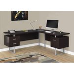 Monarch Specialties Computer Desk, Home Office, Corner, Left, Right Set-up, Storage Drawers, 70"l, L Shape, Work, Laptop, Metal, Laminate, Brown, Grey, Contemporary, Modern