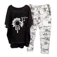 thumbnail image 1 of Ensemble Estival 2 Pcs pour Femmes Imprimé Col Ras du Cou Manches Mi-Longues Chandail à Enfiler Hauts + Pantalon Ensemble de Pantalons Ensembles Assortis en Liquidation, 1 of 5