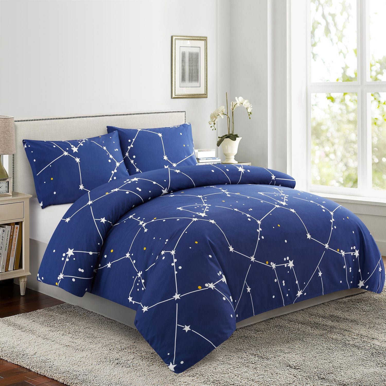 Literie Marina Décoration douce, soyeuse et riche en rayonne de bambou imprimée, toutes saisons, housse de couette, drap-housse, avec fermeture éclair et lien d'angle