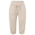 thumbnail image 4 of Pantalon Capri Uni Élégant pour Femmes, Tissu Extensible Confortable, Tenue Polyvalente, 4 of 5