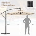 thumbnail image 3 of Gymax 10Ft Offset Hanging Umbrella Patio Outdoor w/ 32 Solar LED Lights Beige, 3 of 10