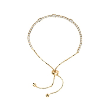 Mercie Bracelet Ajustable en Argent Sterling Plaqué Or Vermeil Or avec Zircon Cubique, Bijoux Délicats pour Femmes