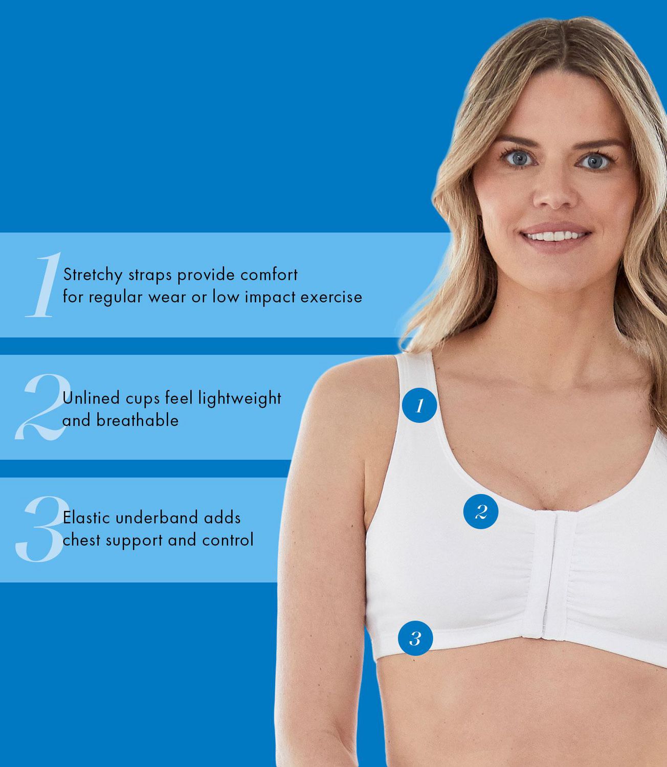 Bestform 9706014 Soutien-gorge de sport en coton mélangé à fermeture frontale