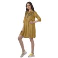 thumbnail image 2 of Moomaya Décontracté Manches 3/4 Rayonne Uni Tunique Brodée Chemises Robes pour Femmes, 2 of 6