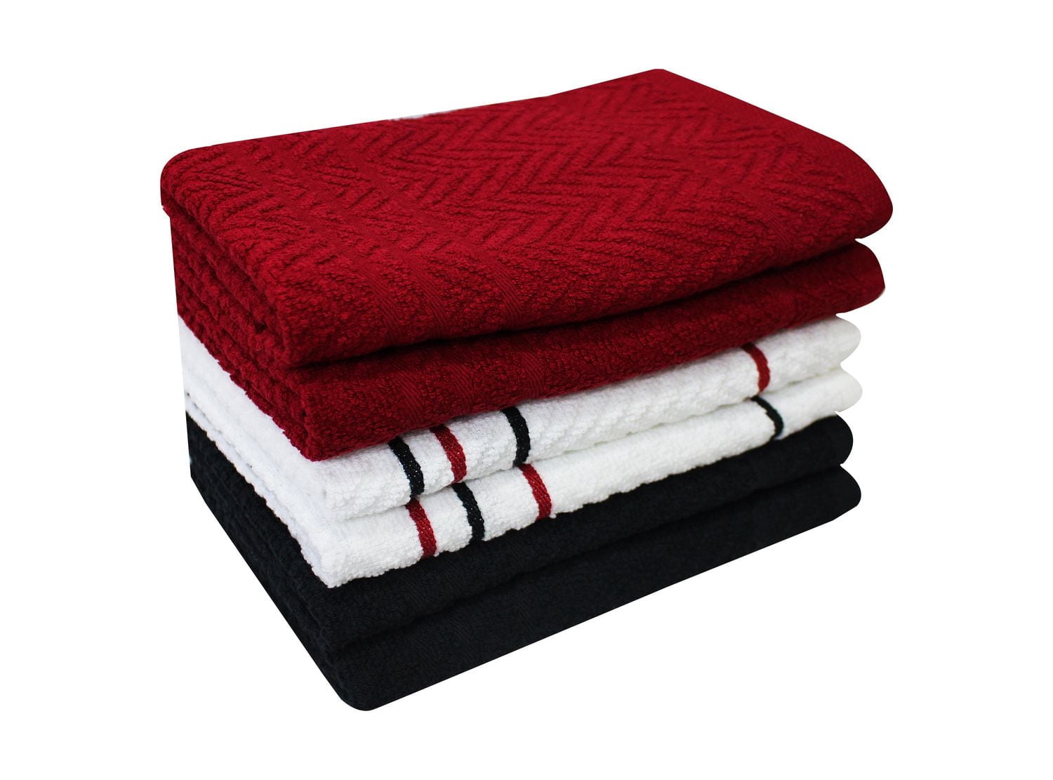 Lot de 6 torchons de cuisine Mainstays, 100 % coton, 40 x 66 cm, rouges