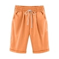 thumbnail image 2 of EGNMCR Womens Shorts Summer Plus Size Solid Five Points Large Size Cotton Linen Drawstring Shorts with Pockets Casual Pants, 2 of 6