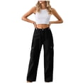 thumbnail image 1 of FAIWAD Jeans Cargo Amples Taille Haute pour Femmes par FAIWAD, Décontracté, Jambe Droite et Grand, 1, Taille g, 1 of 6