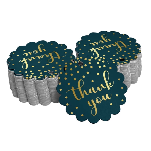 Inkdotpot 100 Pack Thank You Bridal Shower Favor Paper Tags Craft Real Gold Foil Hang Tags