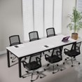 thumbnail image 4 of Tribesigns 78.74-Inch White and Black Conference Table, Large Office Meeting Seminar Desk with Metal Legs and Adjustable Foot Pads, Seats 6–8, Only Table Included, 4 of 5