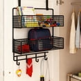 thumbnail image 4 of Fwttom Over The Door Organizer with Two Tier Storage Baskets and Hooks Metal Hanging Shelf for Bathroom Kitchen Pantry Space Saving Rack, 4 of 6