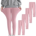 thumbnail image 4 of YUNAFFT Girls Stretchy Soft Leggings 3-12Y 4-Pack Lycra Spandex Pure Color Breathable Base Layer Pants, 4 of 9