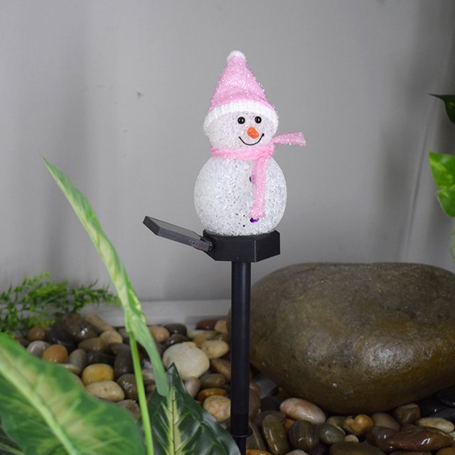 RXIRUCGD Solar Garden Light LED Christmas Lawns Snowman Plug Lights Waterproof Ground Plug Light