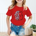 thumbnail image 2 of PMVFHDE Hauts pour Filles T-Shirts pour Filles T-Shirts Graphiques T-Shirts pour Fille Hauts d'Été Tendance pour Filles Hauts d'Été pour Fille T-Shirt Graphique Mignon pour Fille Col Rond Manches Courtes T-Shirt d'Été Rouge, 9-10 Ans, 2 of 5