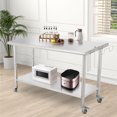 thumbnail image 2 of NSF Stainless Steel Work Table with Wheels - 60x24x35 Inch - Removable Trash Rack, Adjustable Undershelf, Curved Edge, Without Backstop, For Kitchen, Restaurant & Outdoor, 2 of 7