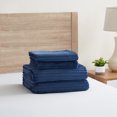 thumbnail image 4 of Nestl Duvet Cover Set, Reversible Front Cut Plush Fleece Design & Back Brushed Soft Microfiber for Comforters, 3 PC Set with Zipper Closure & Ties, Duvet Cover Queen, Navy, 4 of 8
