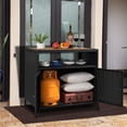 thumbnail image 4 of BeesClover Armoire de Rangement Extérieure en Rotin, Armoire Extérieure avec Compartiment Ouvert, Buffet Imperméable Table de Bar de Patio, Buffet en Osier à 2 Portes, Bar Extérieur pour Patio Jardin Cour Arrière au Bord de la Piscine, 4 of 7