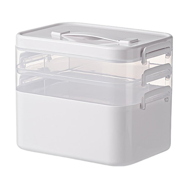 JIEMUCES Boîte de Rangement de Médicaments Portable Organisateur de Pilules Grande Capacité Conception à Plusieurs Couches Étui de Médicaments Transparent avec Poignée