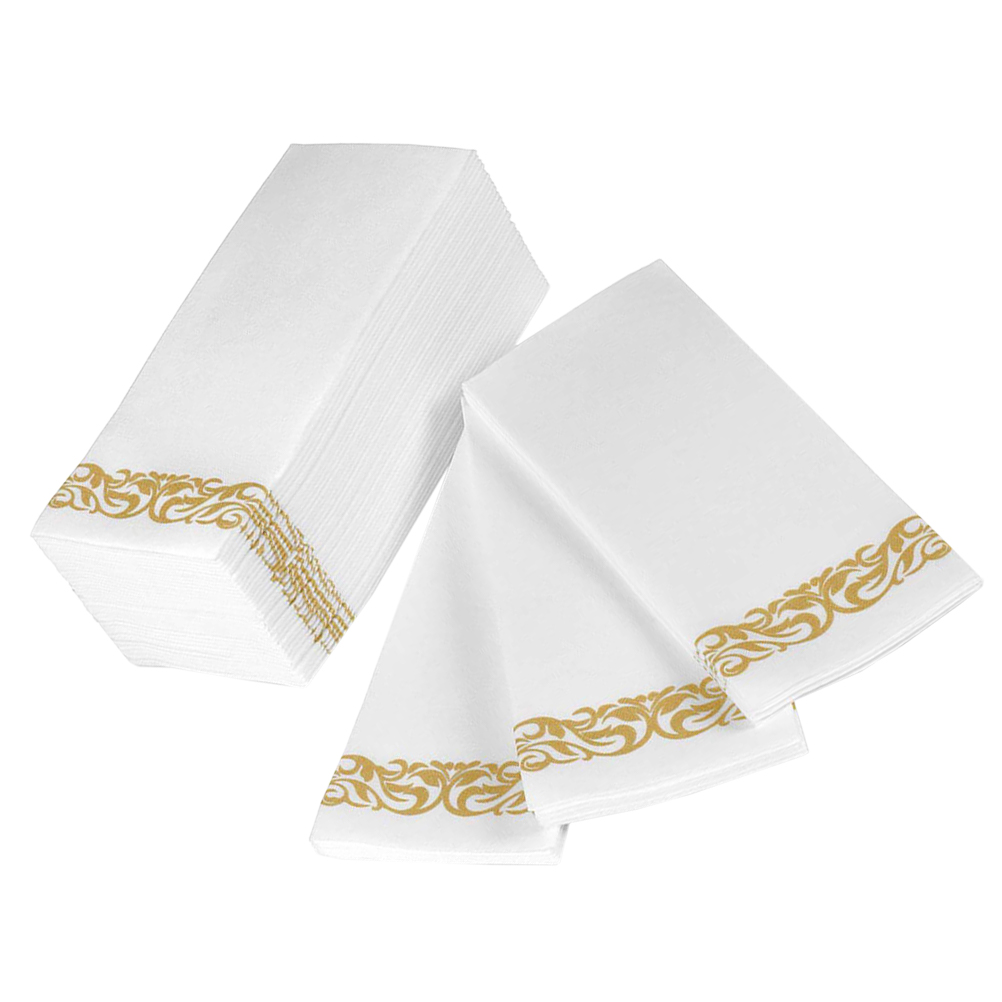 SKISUNO Disposable Hand Towels For Bathroom Paper Golden Luxurious 100pcs
