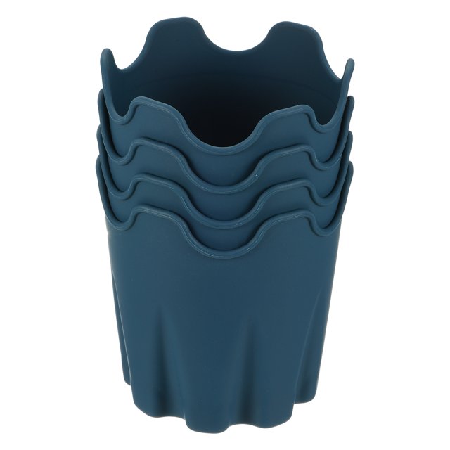 Unique Bargains 4' Silicone Round Flower Pot Planter Decorative Container, Green 4 Pack