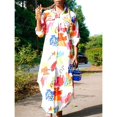 thumbnail image 1 of Tralilbee Nouvelle Robe Blouse Style Manches Longues Décontractée Mode Manches Imprimé Robe de Fête pour Dames Bouton Tenue d'Intérieur Col à Revers Mode Urbaine Fête d'Anniversaire, 1 of 3