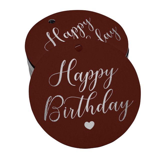 Inkdotpot Pack Of 100 Happy Birthday Favor Paper Tags Craft Real Silver Foil Hang Tags
