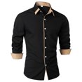 thumbnail image 1 of Penkiiy Chemise Habillée Décontractée pour Homme à Manches Longues Extensible Sans Plis Coupe Régulière à Boutons L Noir, 1 of 4
