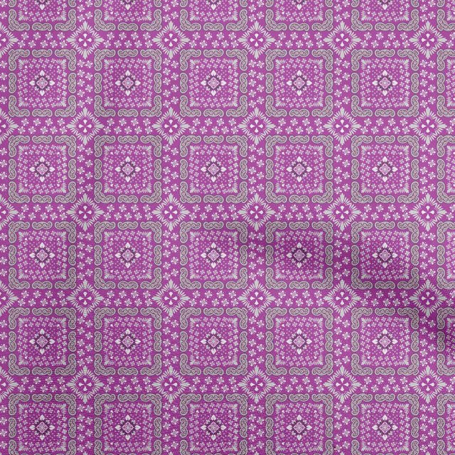 oneOone Rayon Purple Fabric Asian Block Craft Projects Decor Fabric Printed By The Yard 56 Inch Wide