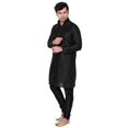thumbnail image 2 of Ensemble Kurta-Pyjama en Soie Artistique pour Homme, Robe de Mariée, Vêtements Indiens (Noir, M), 2 of 5