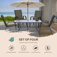 thumbnail image 3 of Set of 4 Stackable Patio Dining Chairs - Brown & Black Metal Frame with Breathable Mesh - Outdoor Garden Seating for Balcony, Living Room & More - 37.4" H, 3 of 7