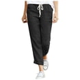 thumbnail image 1 of Yuyuzo Womens Cotton Linen Slacks Plus Size Lounge Pants Drawstring Waist Straight Leg Trousers Solid Color, 1 of 4