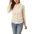 thumbnail image 1 of INSPIRE CHIC Chemise Boutonnée pour Femme à Petites Fleurs à Manches Longues Col en Pointe Haut de Bureau TP Blanc, 1 of 8