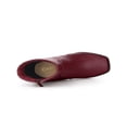 thumbnail image 4 of Unique Bargains Women's Square Toe Side Zip Block Heel Ankle Boots Burgundy (Size 7), 4 of 7