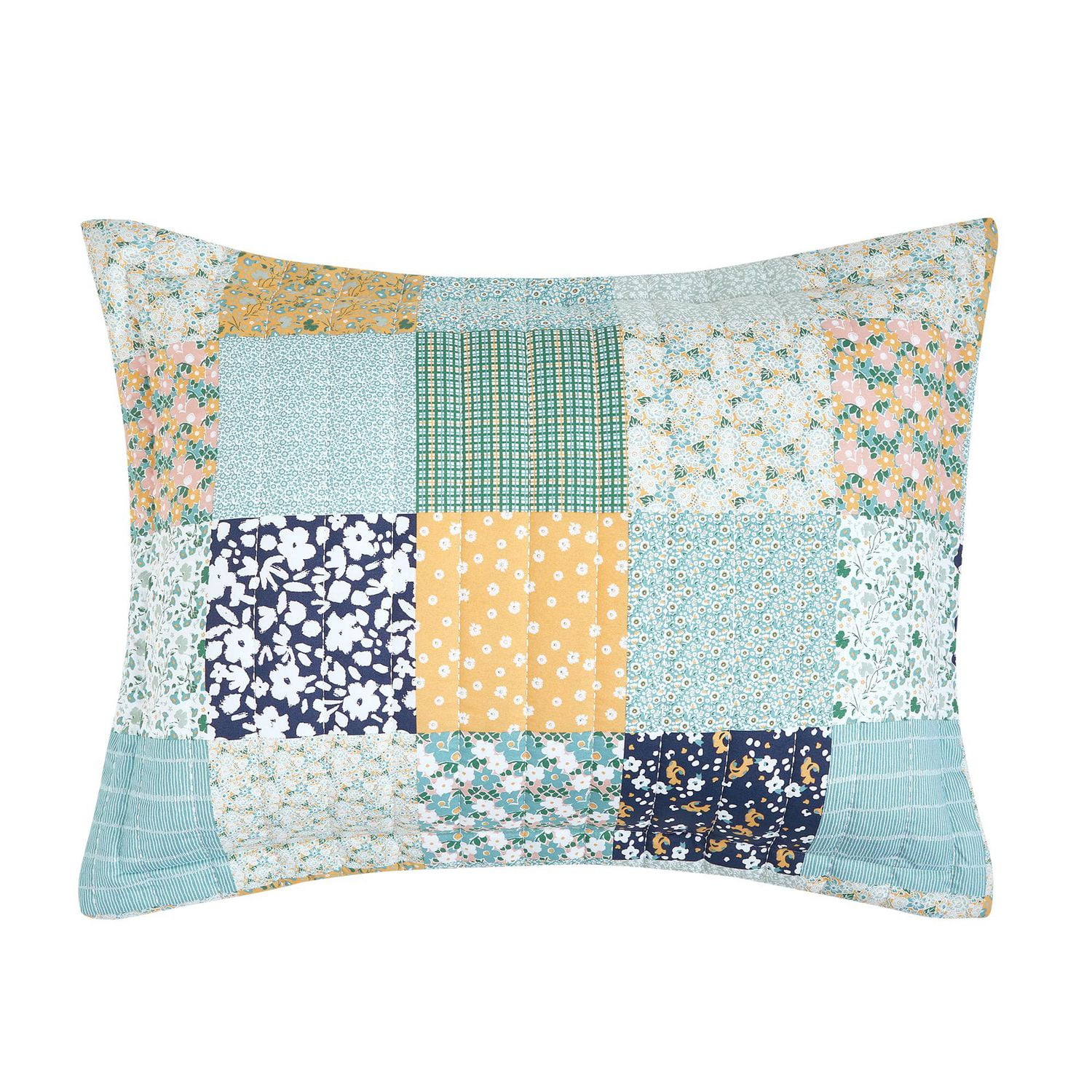 Mainstays Ensemble courtepointe et drap-housse légers tout-en-un - 7 pièces, Lit 2 PL, Patchwork