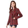 thumbnail image 2 of INSPIRE CHIC Blazer à Carreaux à Revers Cranté à Double Boutonnage pour Femme, 2 of 6