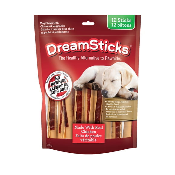 DreamBone DreamSticks Made With Real Chicken 12 Count, Rawhide-Free Chews For All Dogs