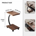 thumbnail image 2 of Rolling C Shaped Laptop Desk 2 Tier with Wheels, Space Saving Mobile Bedside Table with Lockable Casters, Compact Computer Stand for Sofa Small Spaces, Natural Wood/White/Walnut, 2 of 7