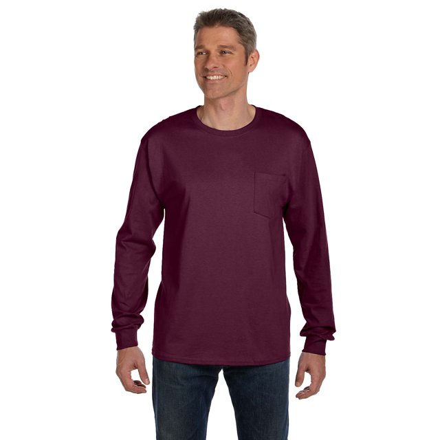 Hanes Adult Tagless Long Sleeve Tee With Pocket, Style 5596
