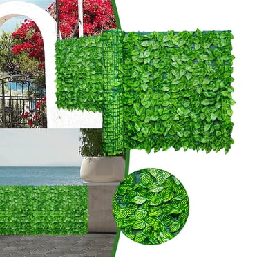 Kadlawus Artificial Leaf Fence Panel for Balcony, Fade Protected Hedging Wall Screen, Decorative Garden Fence for Indoor Outdoor Decor, Privacy Screen for Terrace, Wedding, Bar