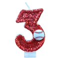 thumbnail image 2 of Bougie d'Anniversaire de Baseball Décorations de Gâteau Thème Baseball Deuxième Numéro Décoration de Gâteau Deux Ans Bougie Rouge Pailletée Décoration de Gâteau Fête, 2 of 5
