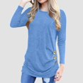 thumbnail image 2 of Timegard Hauts pour Femmes Col Ras du Cou Manches Longues Boutonné Couleur Unie Blouse Confortable Automne Chic Décontracté Tunique Hauts, 2 of 6