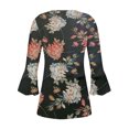 thumbnail image 5 of IROINID Chemises Grande Taille Réduite pour Femmes Col Rond Manches Longues Trompette Quotidienne Basique Boutonnée Tunique Plissée T-shirts Blouses, Rouge, 5 of 5