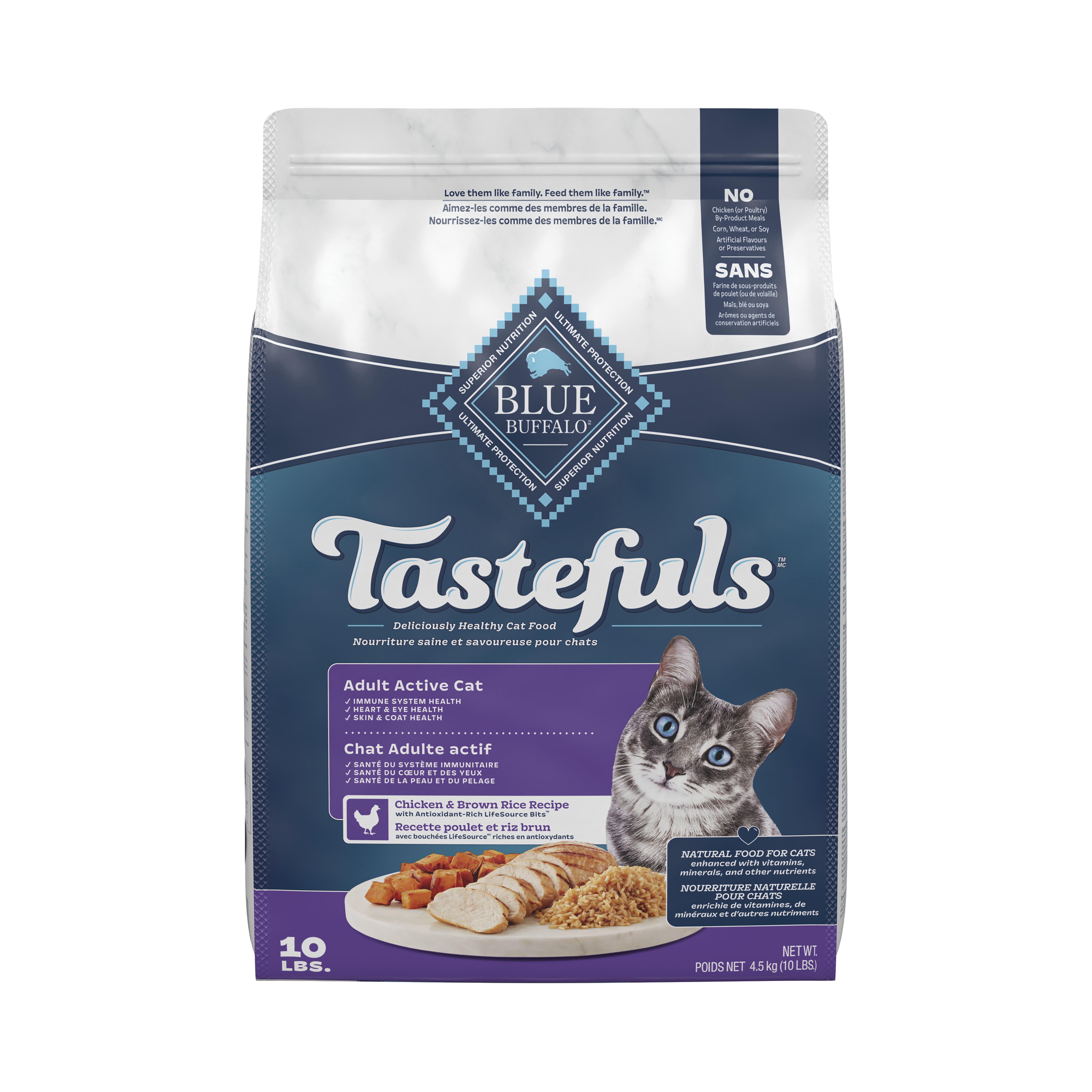 Blue Buffalo Tastefuls Nourriture Sèche pour Chats, Chat Adulte Actif, Poulet et Riz Brun 4,5kg
