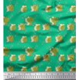 thumbnail image 1 of Soimoi Tissu en Poly Georgette Vert Imprimé Plantes Marines & Cactus, Largeur 52 Pouces, 1 of 5
