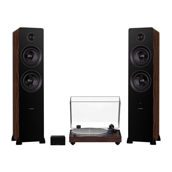 Fluance RT85 Reference High Fidelity Vinyl Turntable, PA10 Phono Preamp and Ai81 Powered Floorstanding Speakers, Ortofon 2M Blue Cartridge, 150W Class D Amplifier, Bluetooth (Natural Walnut)