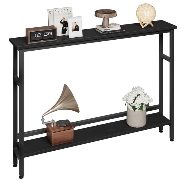 Narrow Console Table, 2-Tier Couch Table Behind Sofa, Small Entryway Table with Storage Display Shelves, for Hallway, Foyer, Living Room, Bedroom